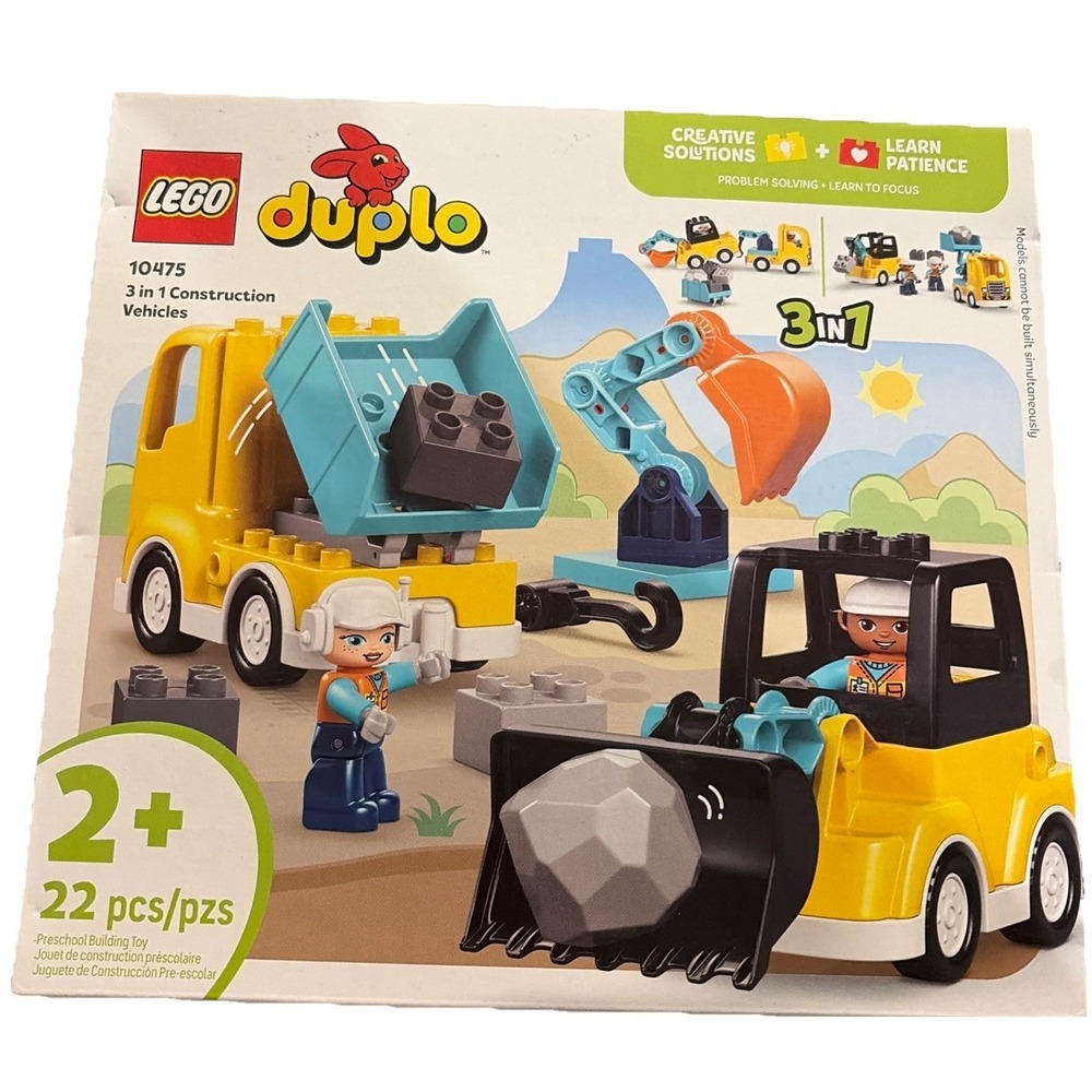 LEGO DUPLO 3 In 1 Construction Truck & Tractor Excavator Building Toy New 10475